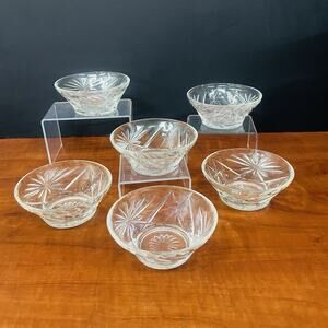 VTG Anchor Hocking Small Glass Dessert Bowls 4” Diameter - Set of 6